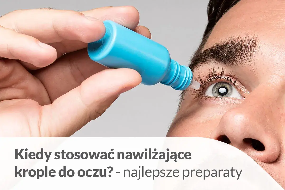 Dłoń aplikuje nawilżające krople oczyszczające do oczu, przynosząc ulgę zmęczonym oczom.